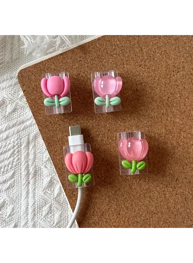 USB Cable Protector Tulip Petal Design Anti Break Wire Organizer For iPhone Type C - Image 1
